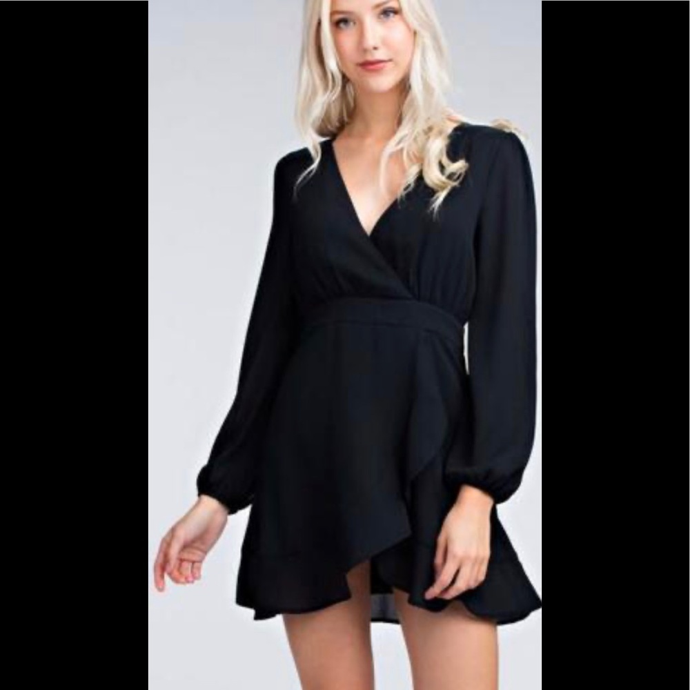 Honey- Sexy flattering black wrap dress